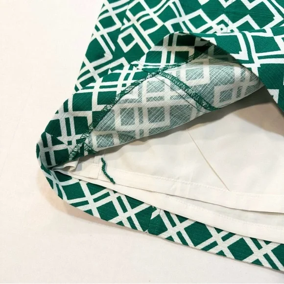 Banana Republic Factory Pencil Skirt Green White Geometric Print Size 0 - Picture 4 of 11